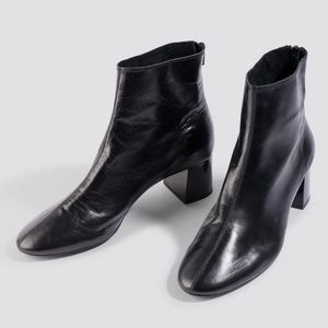 Mango Nantes Leather Ankle Boots (Black)